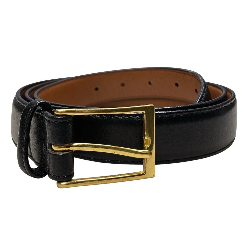 Brighton Dress Belt Size 44 Anilina Glazed Cowhide on Glove Leather Black 36108